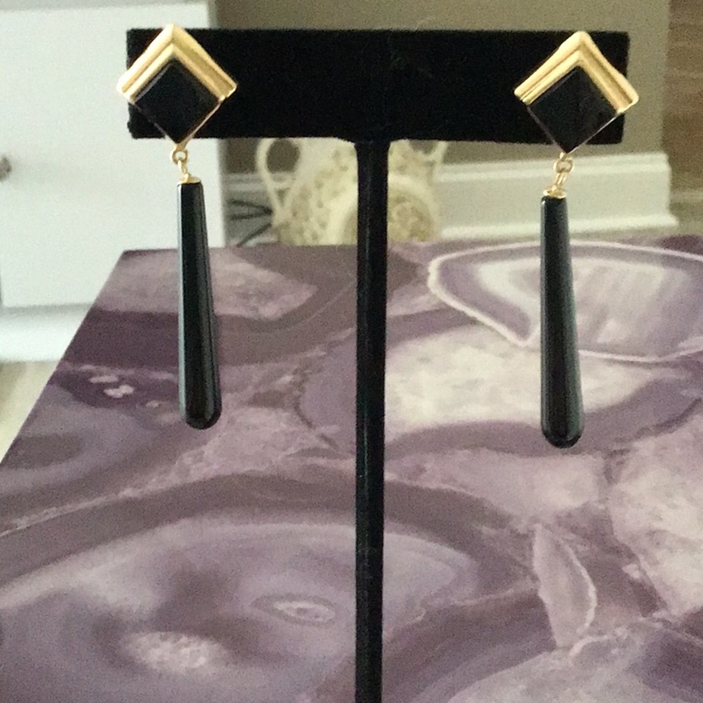14K ONYX DROP EARRINGS